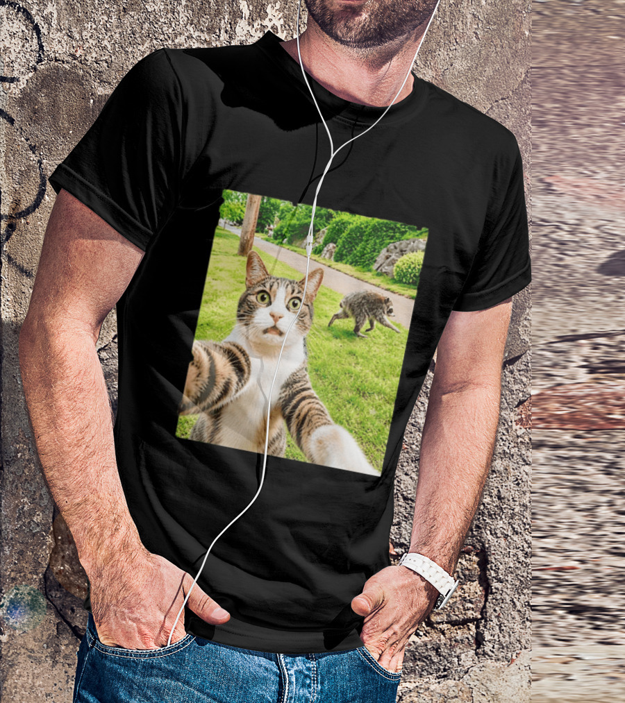 Tabby Cat Selfie With Jimothy Raccoon 2026 Seattle Legend Meme T-Shirt