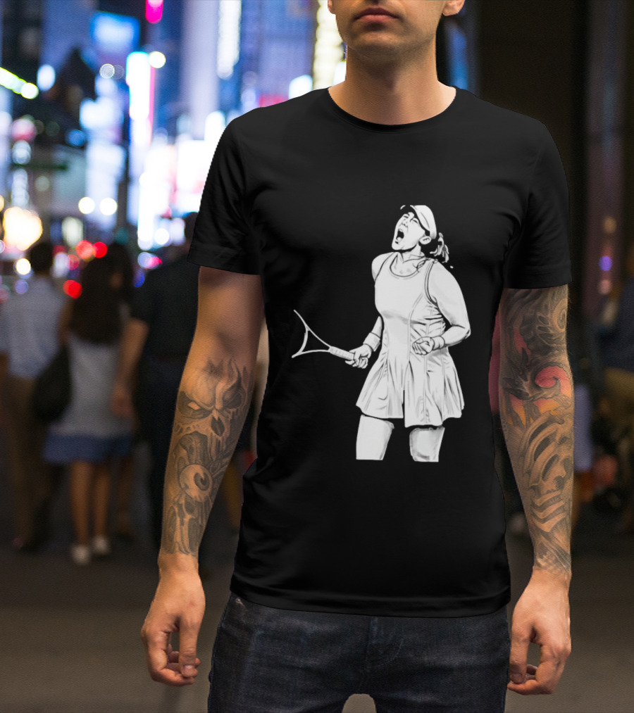 Tennis Player Celebrating Victory Power Grit Determination Black T-Shirt