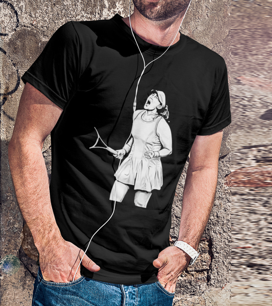 Tennis Player Celebrating Victory Power Grit Determination Black T-Shirt