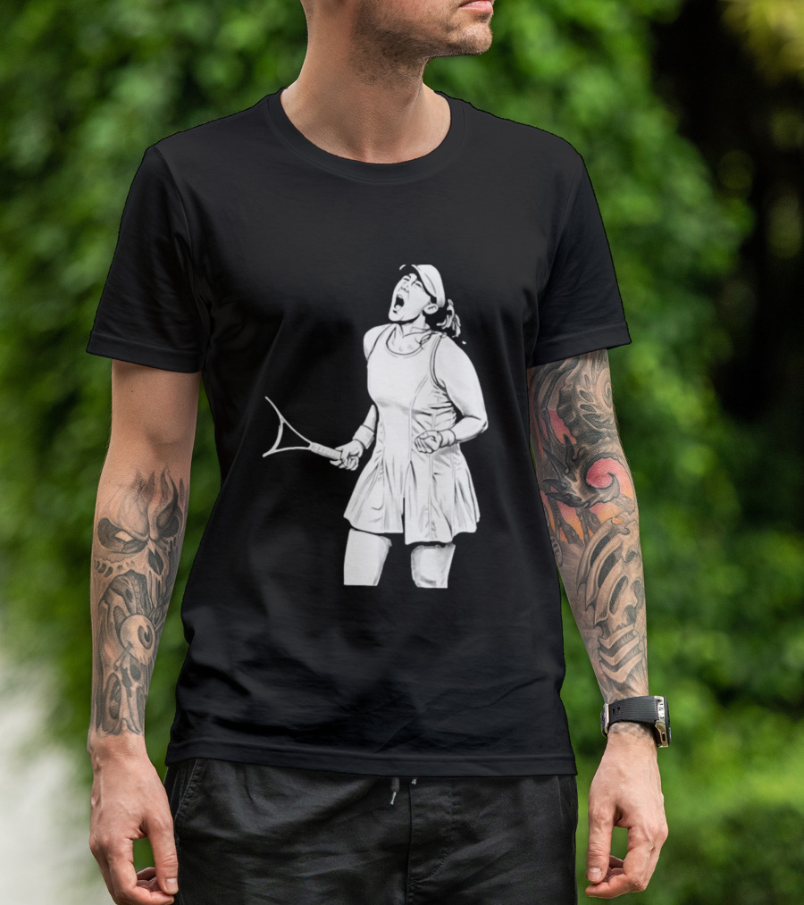 Tennis Player Celebrating Victory Power Grit Determination Black T-Shirt