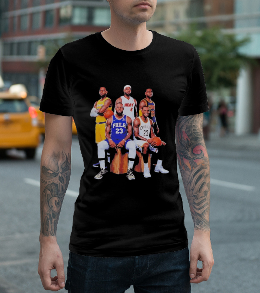 Lebron James 76ers Lakers Heat Cavaliers Basketball Player Iconic Jerseys 2026 T-Shirt