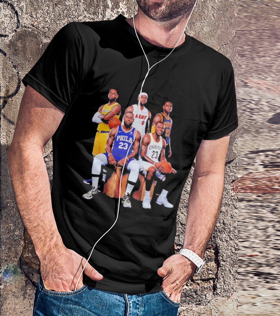 Lebron James 76ers Lakers Heat Cavaliers Basketball Player Iconic Jerseys 2026 T-Shirt