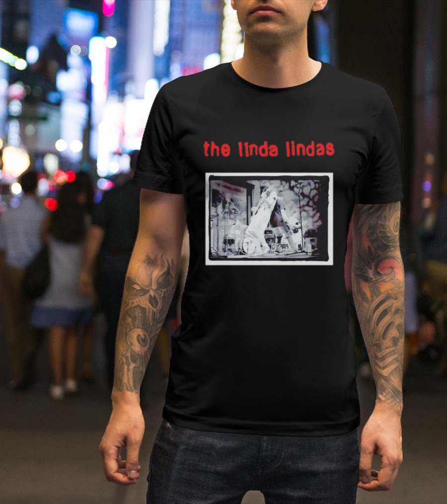 The Linda Lindas Live Performance Punk Rock Black And White Stage Scene T-Shirt