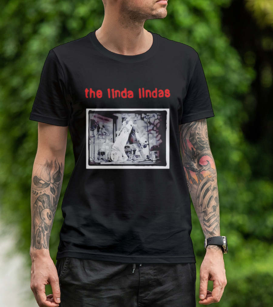 The Linda Lindas Live Performance Punk Rock Black And White Stage Scene T-Shirt