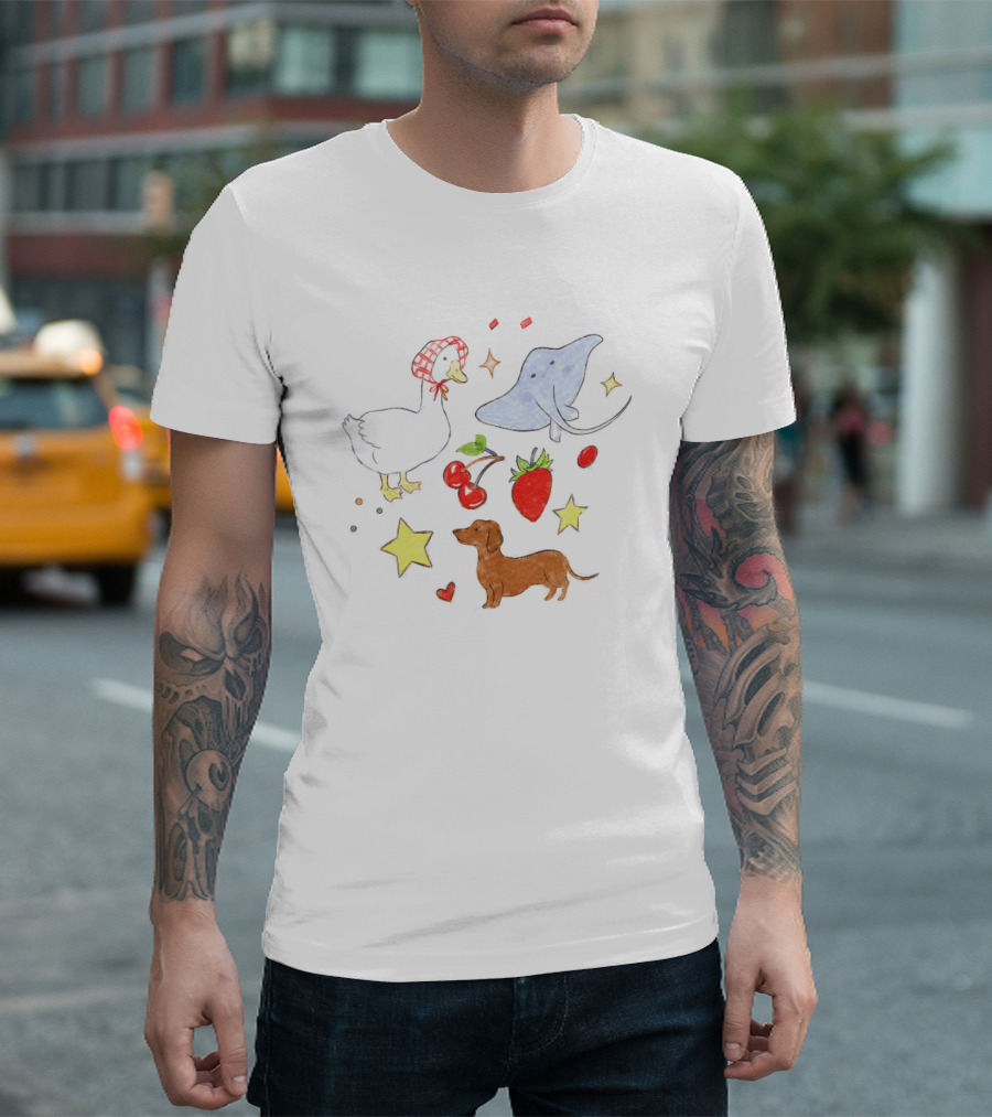 Goose Stingray Strawberry Cherry Dachshund Stars Nature T-Shirt