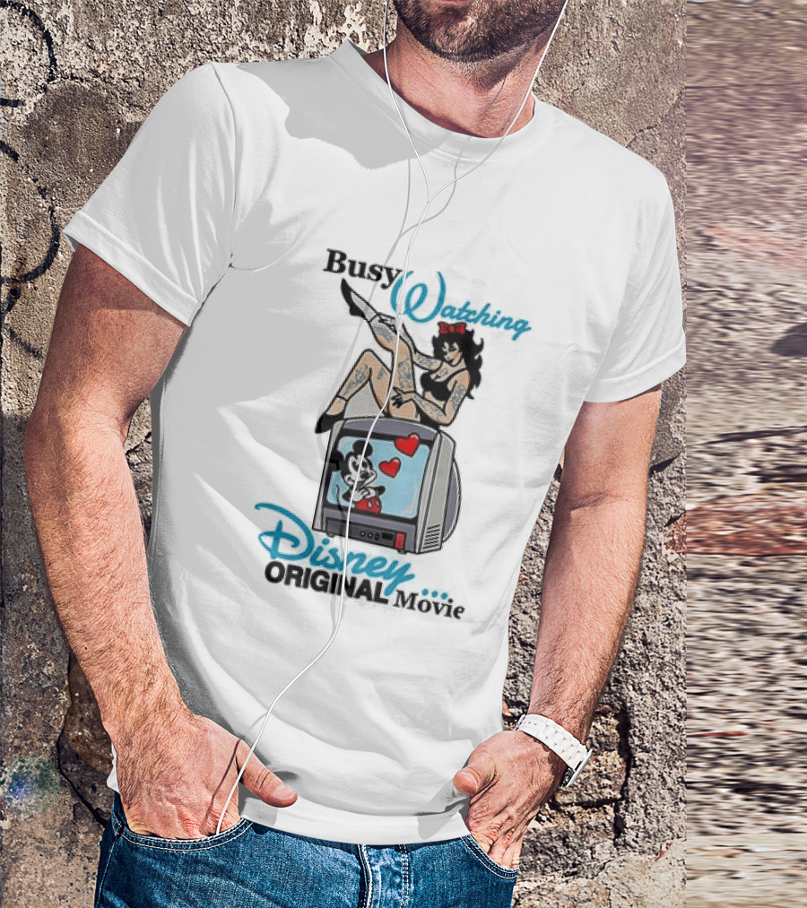 Busy Ing Disney Original Movie Retro Style With Mickey TV And Pin Up T-Shirt