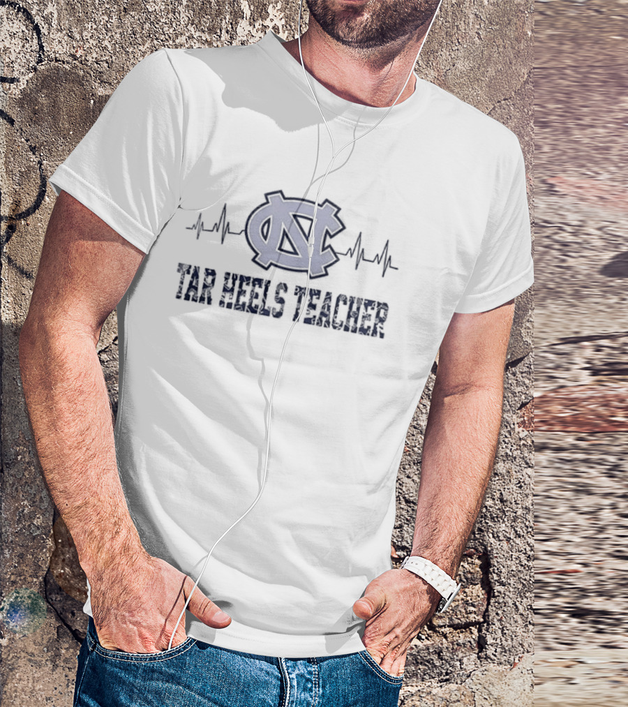 North Carolina Tar Heels Teacher Heartbeat Football Edition T-Shirt