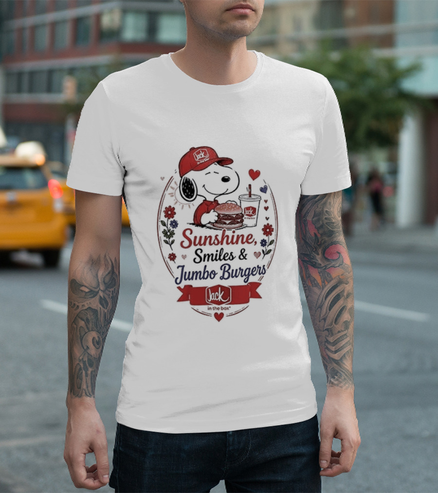 Peanuts Snoopy Sunshine Smiles Jumbo Burgers Collaboration With Jack In The Box T-Shirt