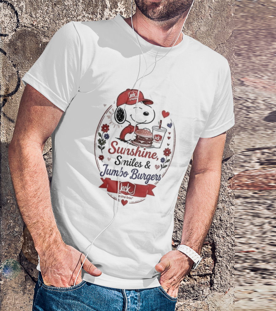 Peanuts Snoopy Sunshine Smiles Jumbo Burgers Collaboration With Jack In The Box T-Shirt