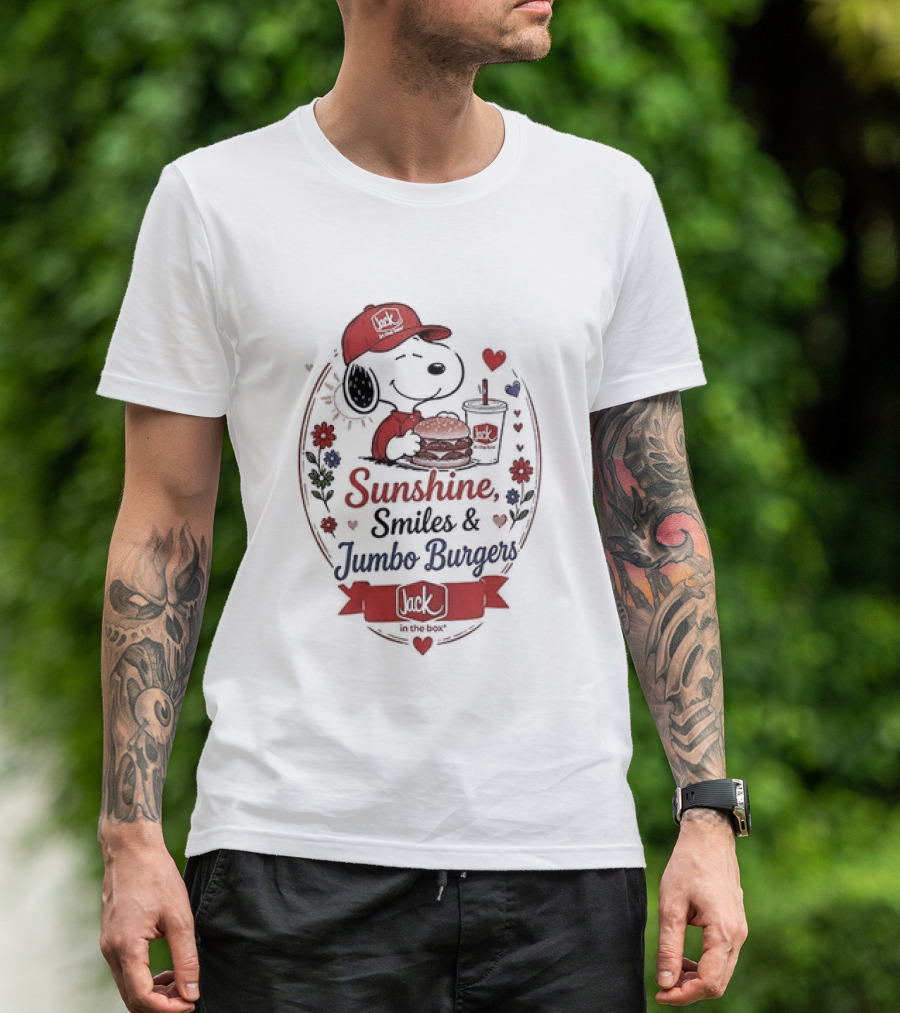 Peanuts Snoopy Sunshine Smiles Jumbo Burgers Collaboration With Jack In The Box T-Shirt