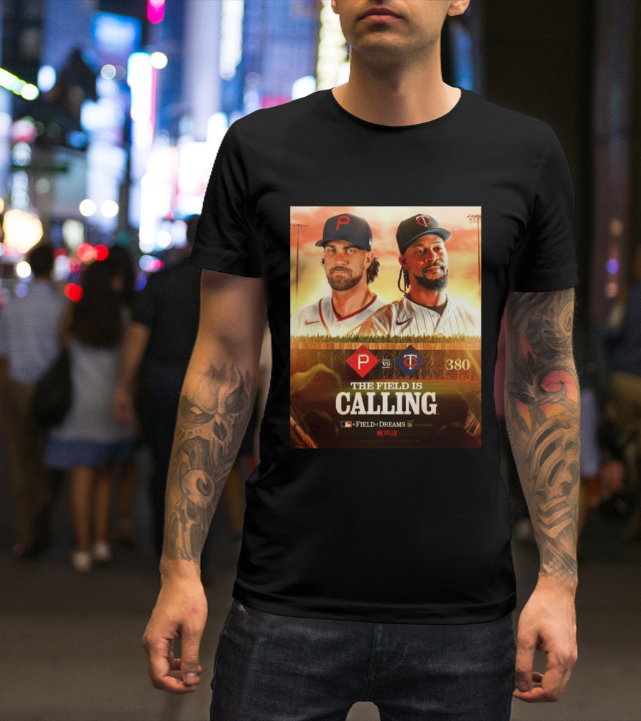 Philadelphia Vs Minnesota MLB Field Of Dreams Bryce Harper Byron Buxton Netflix 380 T-Shirt