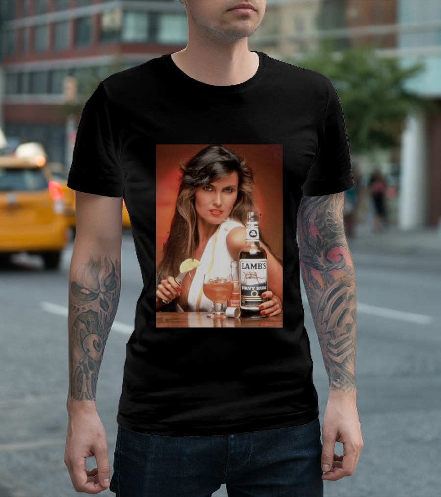 Lamb's Navy Rum Caroline Munro Orange Juice Cocktail Advertising T-Shirt