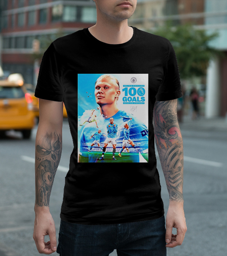 Erling Haaland 100 Goals Premier League 2022 2023 Present T-Shirt