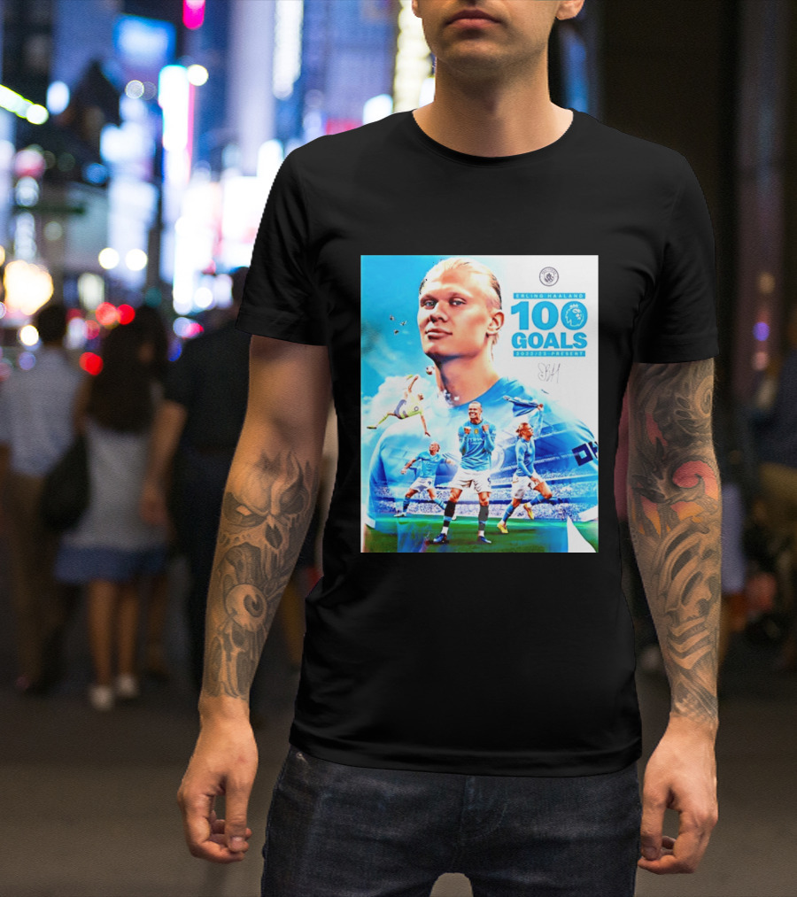 Erling Haaland 100 Goals Premier League 2022 2023 Present T-Shirt