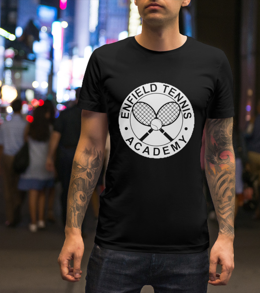 Enfield Tennis Academy Sports Club Circle Badge With Crossed Racquets T-Shirt