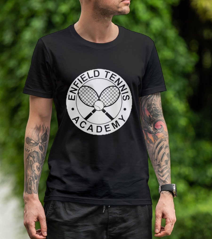 Enfield Tennis Academy Sports Club Circle Badge With Crossed Racquets T-Shirt