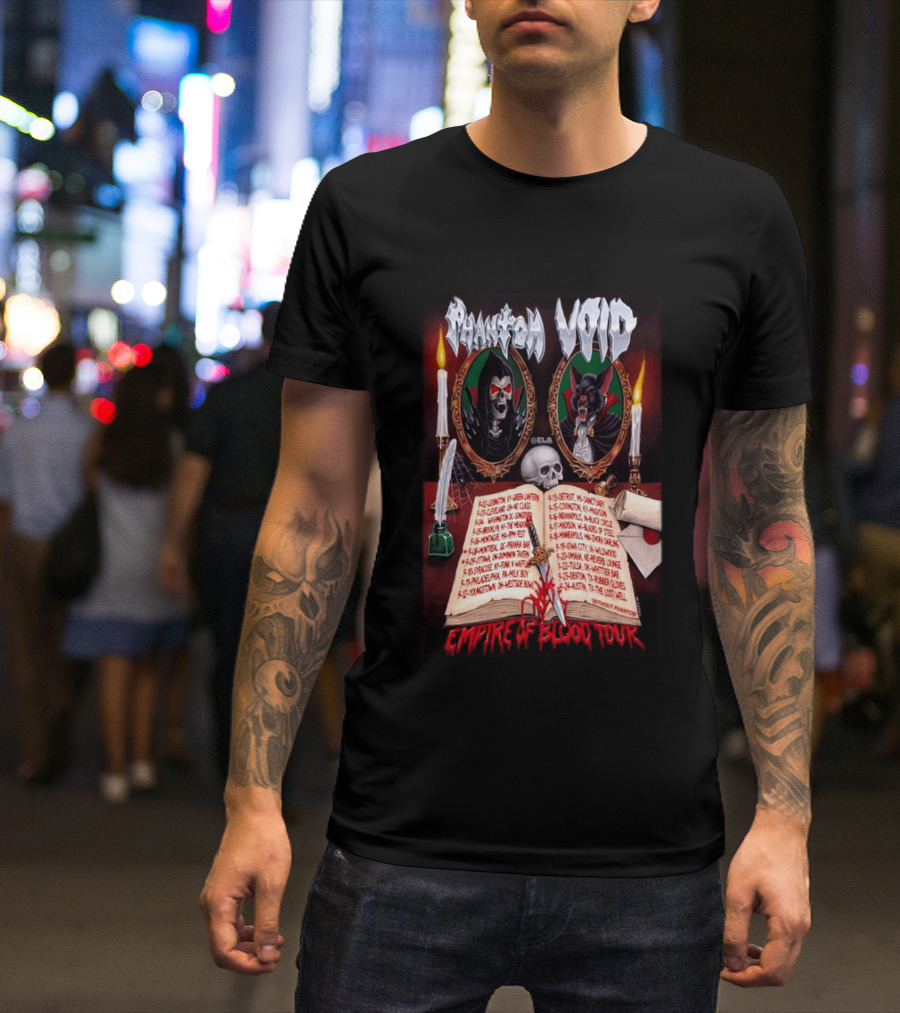 Phantom VOID 2026 Empire Of Blood Tour Dates And Locations Featuring Vampire Imagery And Candles T-Shirt