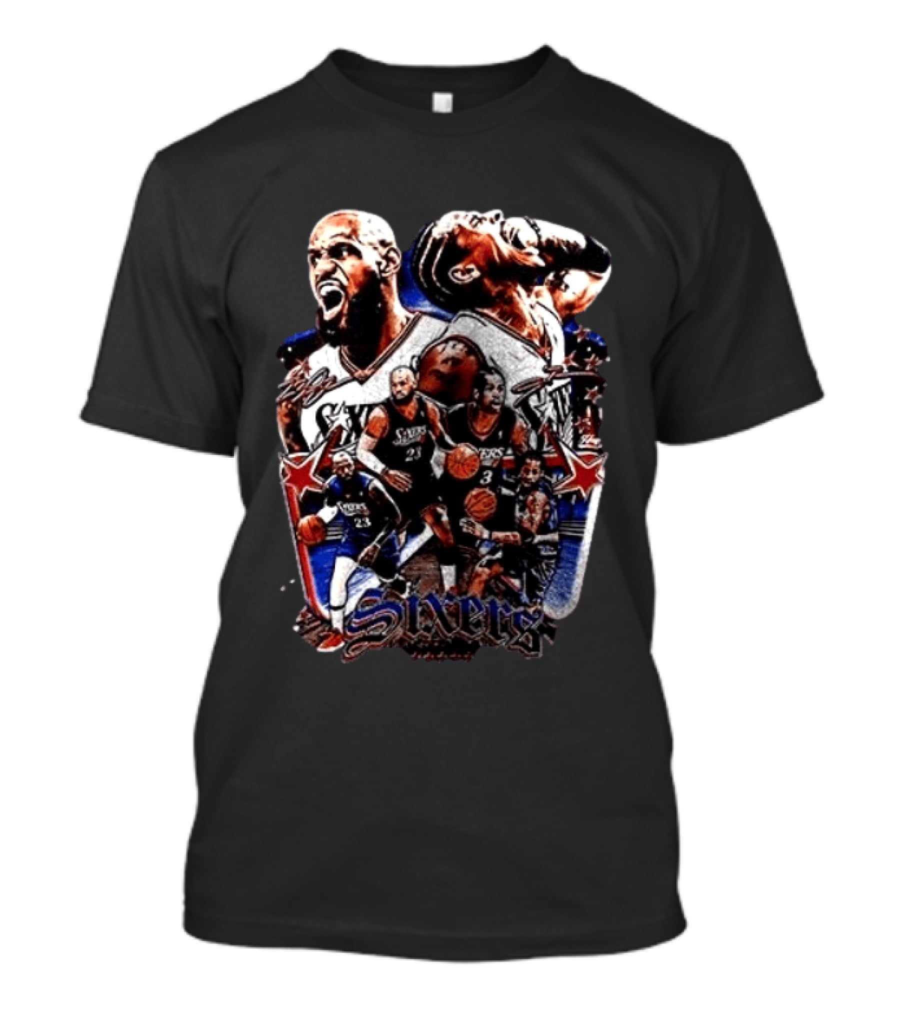 Philadelphia Sixers LeBron James Allen Iverson Crossover Collage T-Shirt