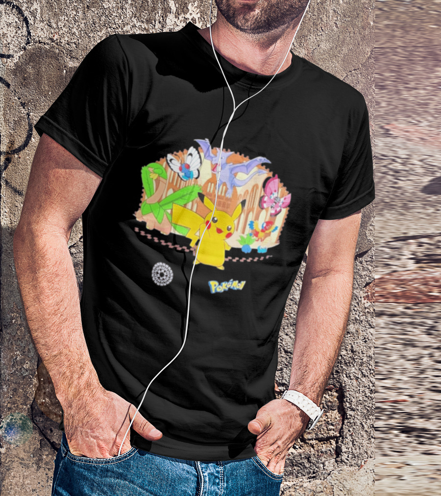 Pokecology Pikachu Aerodactyl Butterfree Vivillon Lileep Natural History Museum Collaboration T-Shirt
