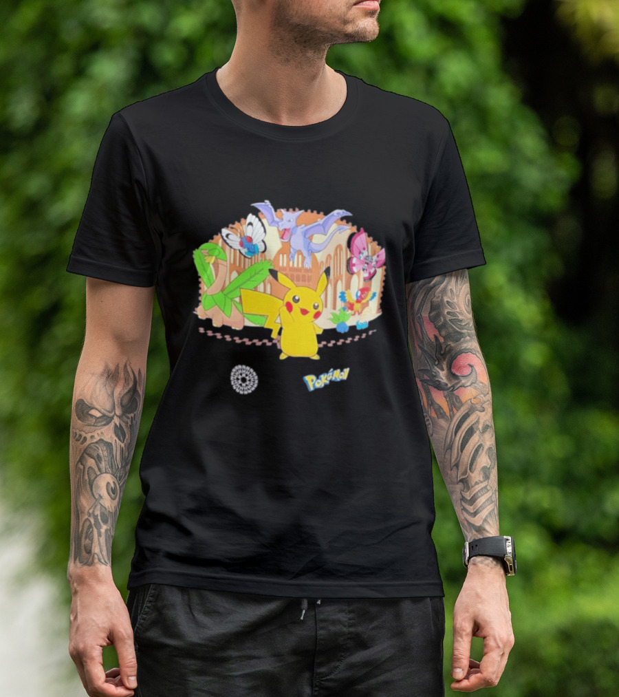 Pokecology Pikachu Aerodactyl Butterfree Vivillon Lileep Natural History Museum Collaboration T-Shirt