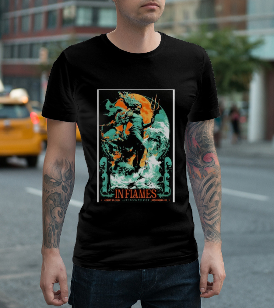 In Flames Göteborg Brinner August 22 2026 Poseidon Trident Concert Event Gothenburg SE T-Shirt