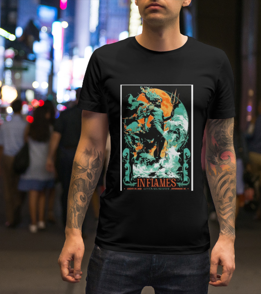 In Flames Göteborg Brinner August 22 2026 Poseidon Trident Concert Event Gothenburg SE T-Shirt