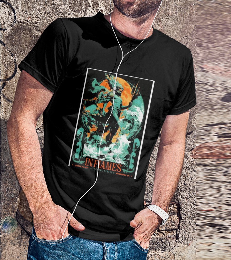 In Flames Göteborg Brinner August 22 2026 Poseidon Trident Concert Event Gothenburg SE T-Shirt