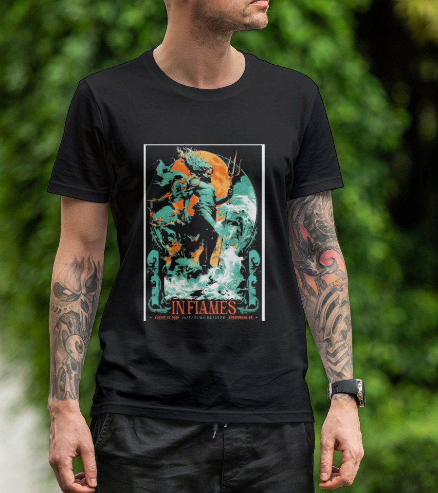 In Flames Göteborg Brinner August 22 2026 Poseidon Trident Concert Event Gothenburg SE T-Shirt