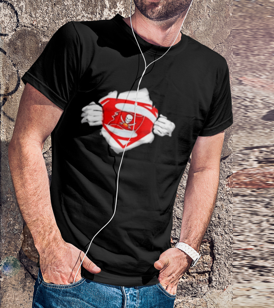 Tampa Bay Buccaneers Superpower Fan Symbol With Skulls Football Superman T-Shirt