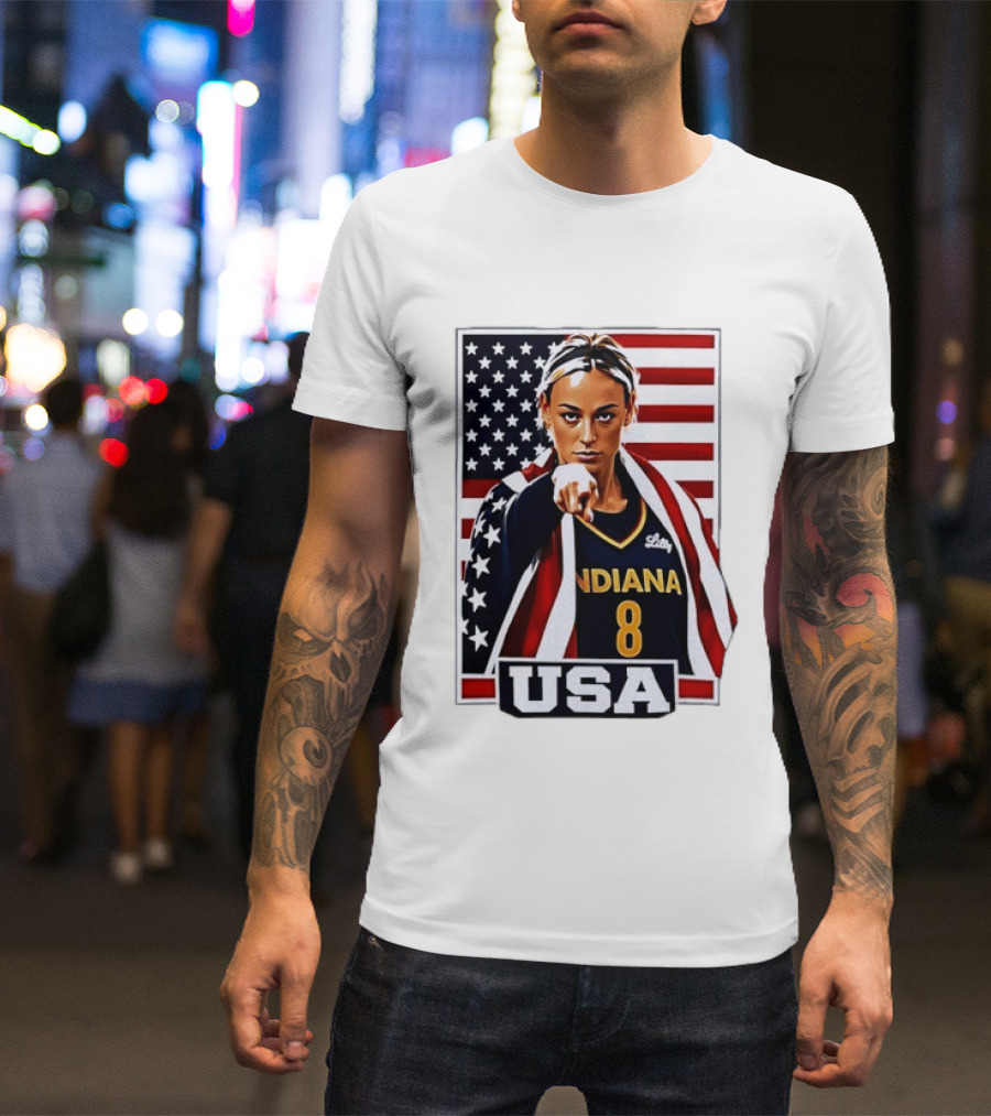 Lexie Hull Indiana Fever 8 USA WNBA Basketball Flag T-Shirt