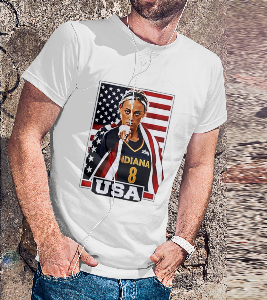 Lexie Hull Indiana Fever 8 USA WNBA Basketball Flag T-Shirt