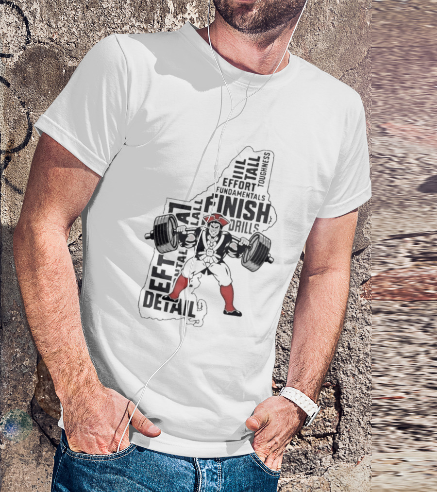 Pat Patriot Colonial Barbell Finish Drill Effort Detail T-Shirt