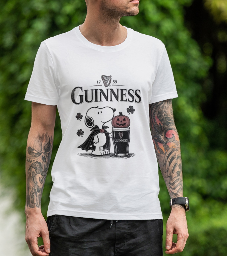 Guinness Snoopy Halloween Vampire Dark Brew Pumpkin T-Shirt