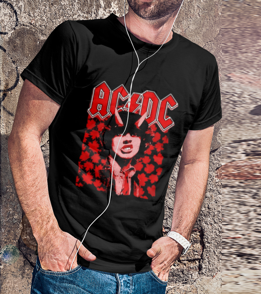 AC DC Pwr Up Canada 2026 Tour Rock Band Maple Leaf T-Shirt