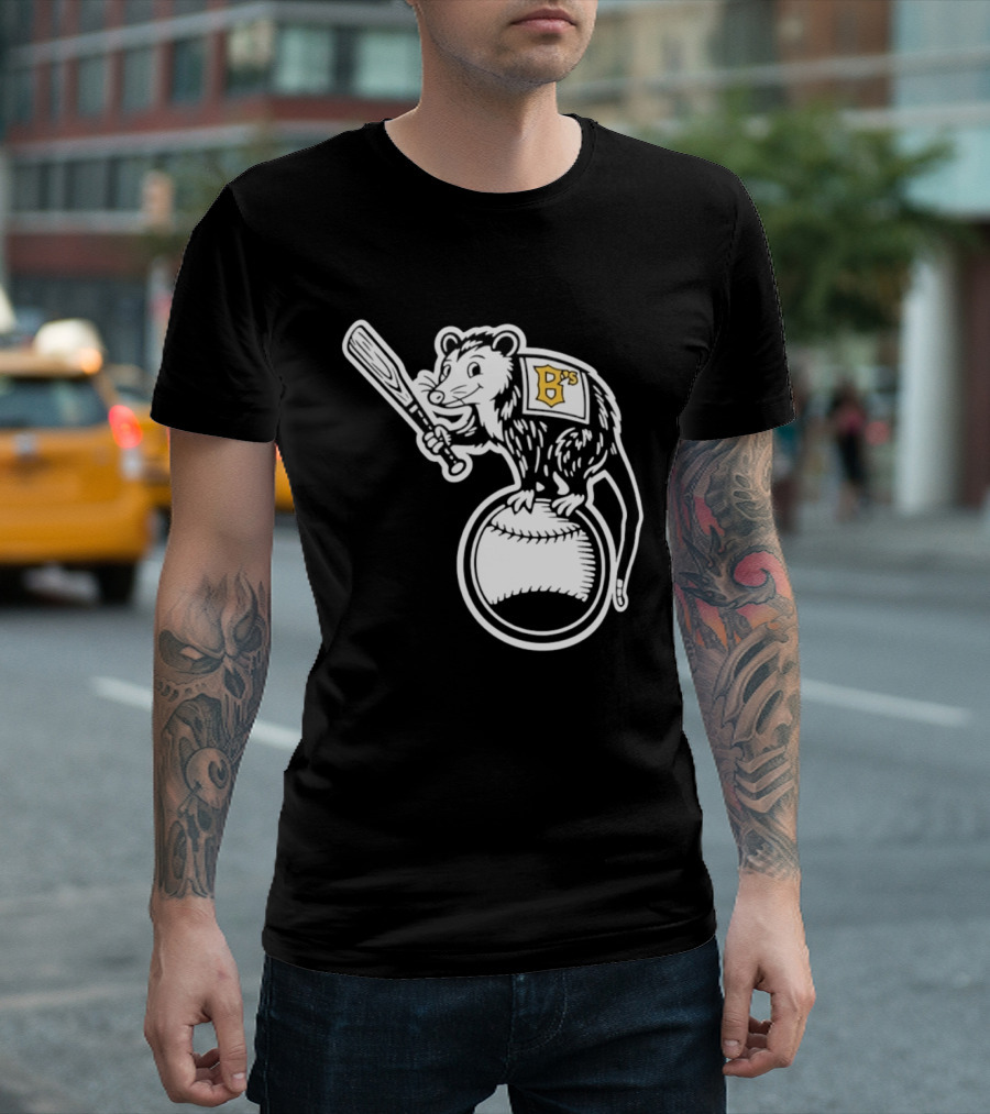 B's Baseball Opossum Batting On Ball T-Shirt