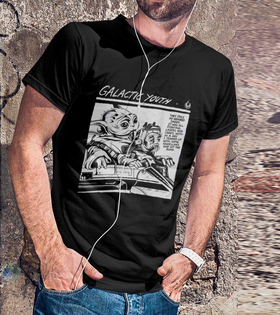 Grogu And Babu Frik Star Wars Galactic Youth They Stole My Armored Daddy T-Shirt