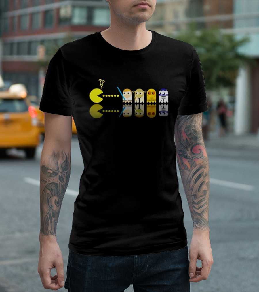 Pac Man Star Wars Crossover Luke Skywalker Yoda R2D2 T-Shirt