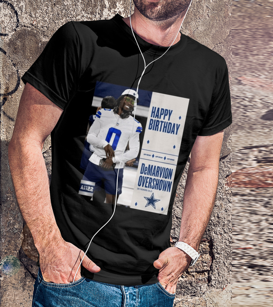Happy Birthday DeMarvion Overshown 26 Years Old Dallas Cowboys Linebacker Celebration T-Shirt