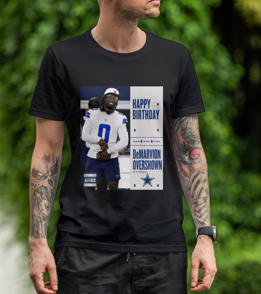 Happy Birthday DeMarvion Overshown 26 Years Old Dallas Cowboys Linebacker Celebration T-Shirt