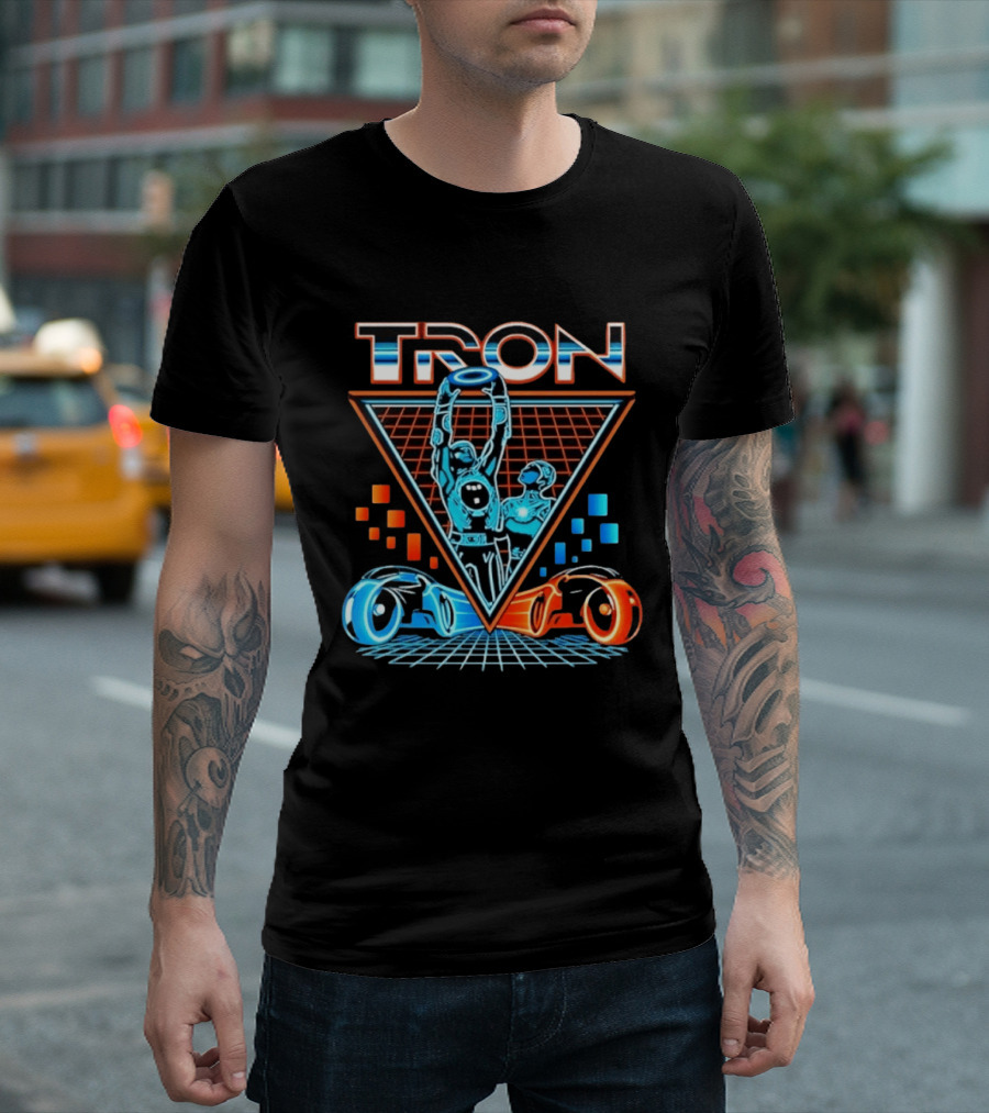Tron Light Cycle Grid Sci Fi 80s Movie Characters And Iconic Vehicles T-Shirt