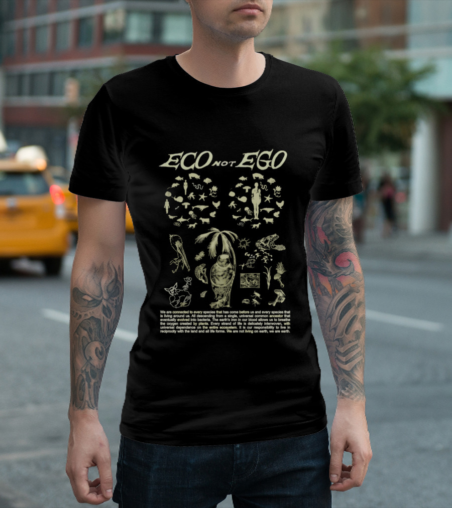 ECO Not EGO Environmental Awareness Nature Wildlife Conservation Planet Message T-Shirt