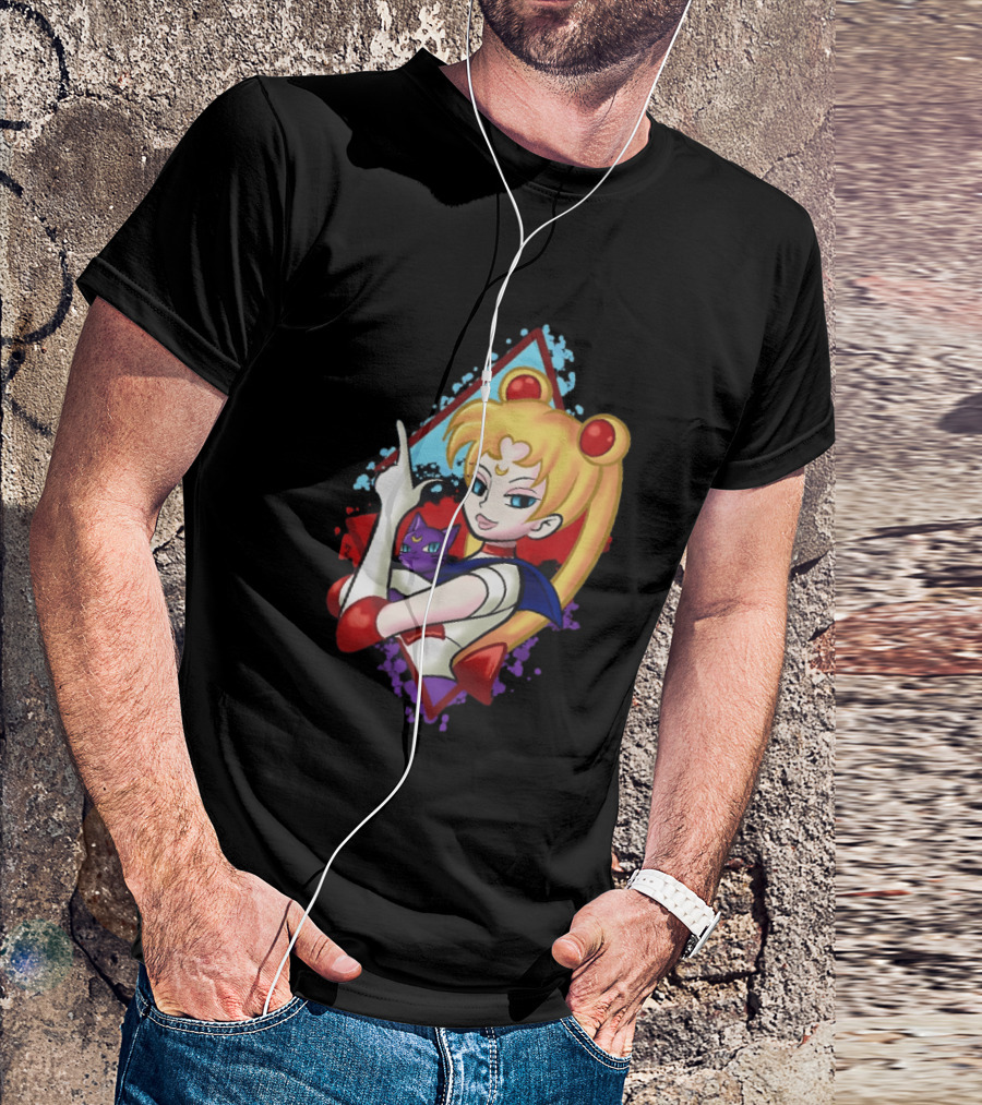 Sailor Moon With Luna Cat Anime Manga T-Shirt