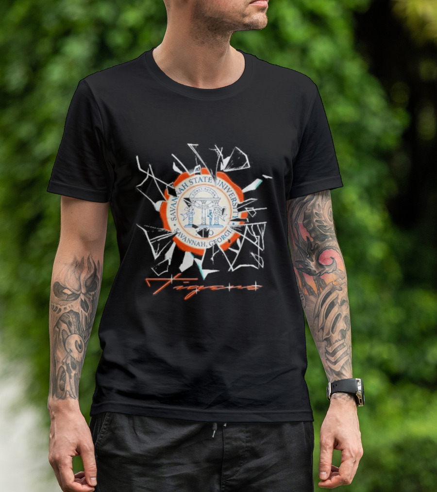Savannah State University Seal Tigers Shattered Glass T-Shirt