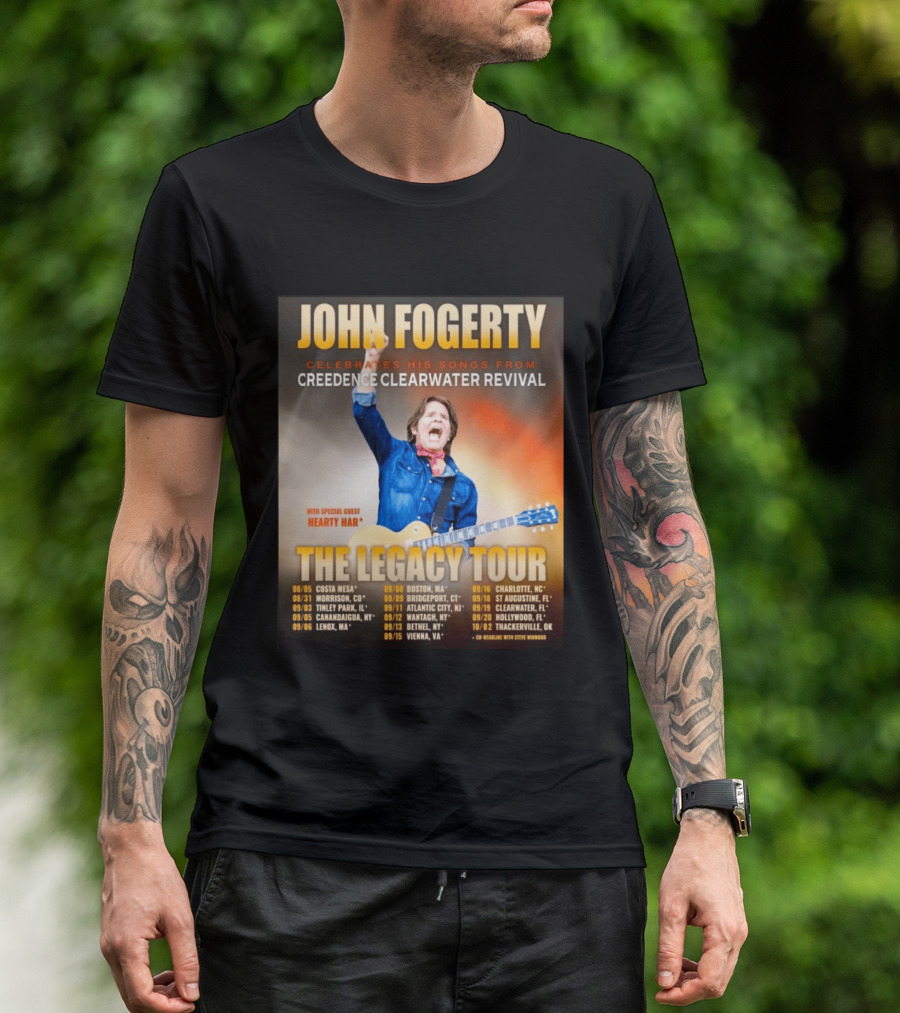John Fogerty Celebrates His Songs From Creedence Clearwater Revival The Legacy Tour With Hearty Har Dates And Locations T-Shirt