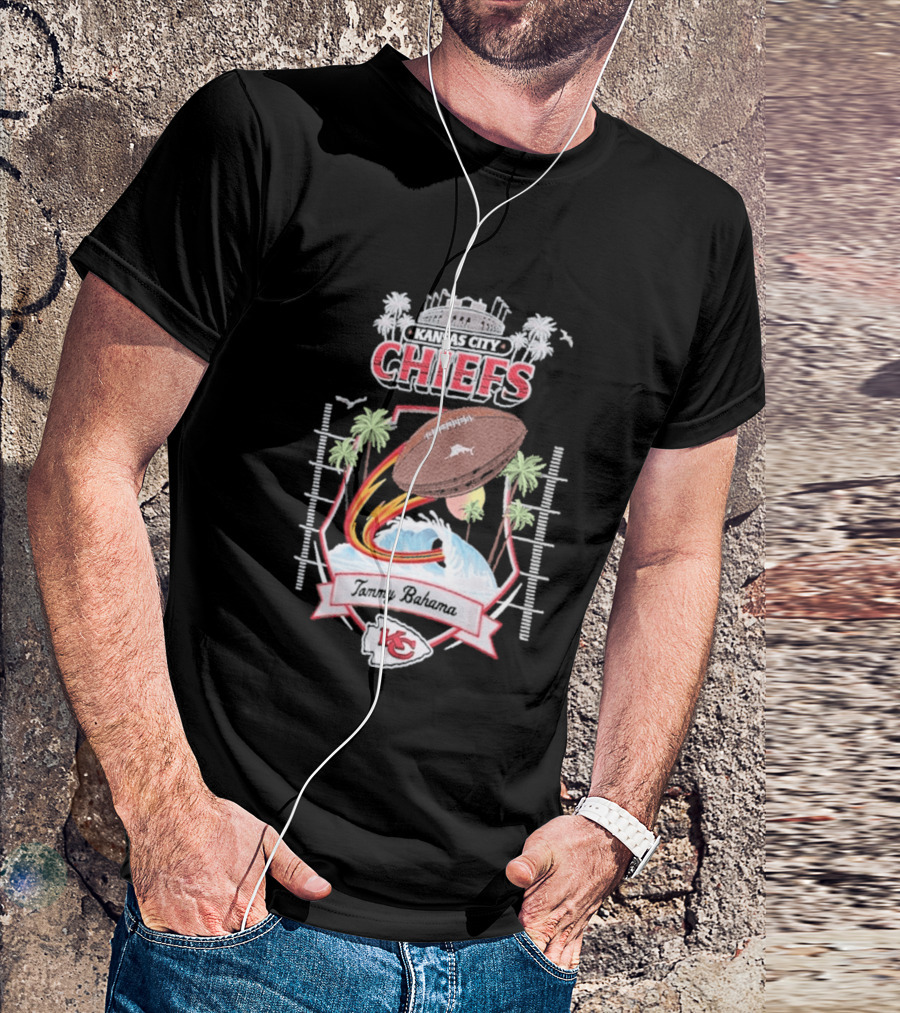 Kansas City Chiefs Tommy Bahama Tidal Kickoff Camp Football Palms T-Shirt