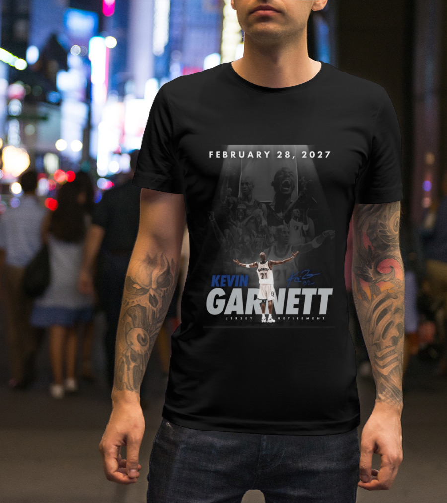 Kevin Garnett February 28 2027 Jersey Retirement T-Shirt