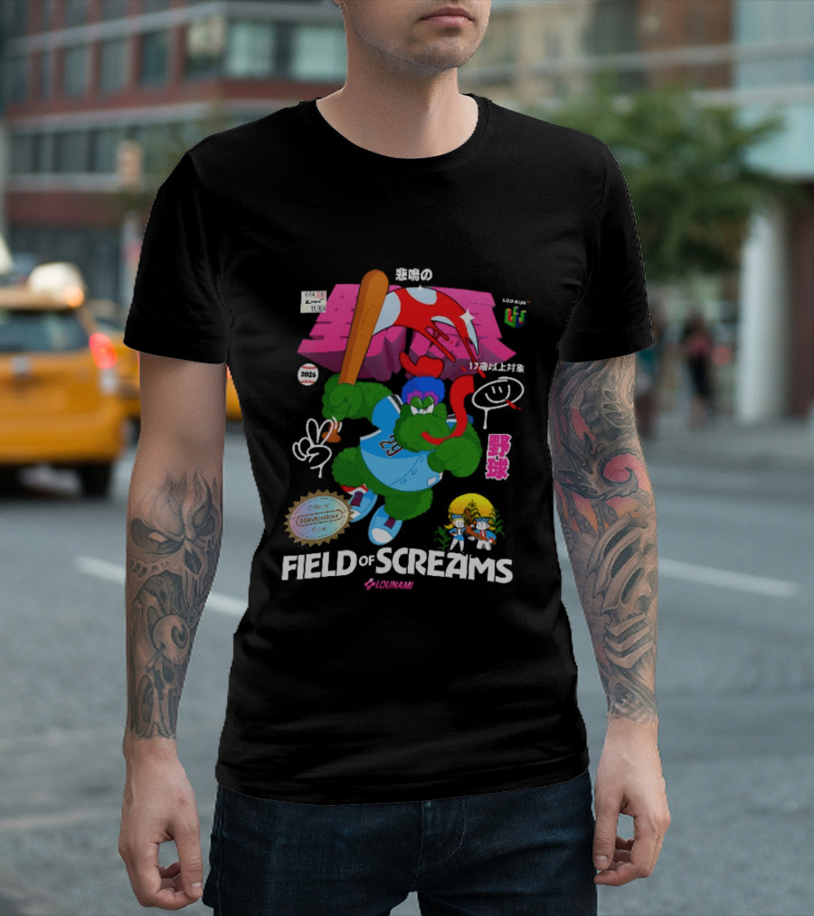 Field Of Screams Baseball 2026 Nintenlou Seal Lounami 17 T-Shirt