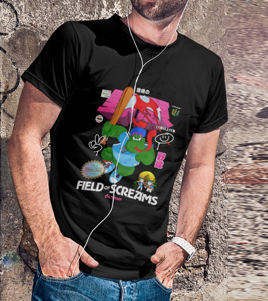 Field Of Screams Baseball 2026 Nintenlou Seal Lounami 17 T-Shirt