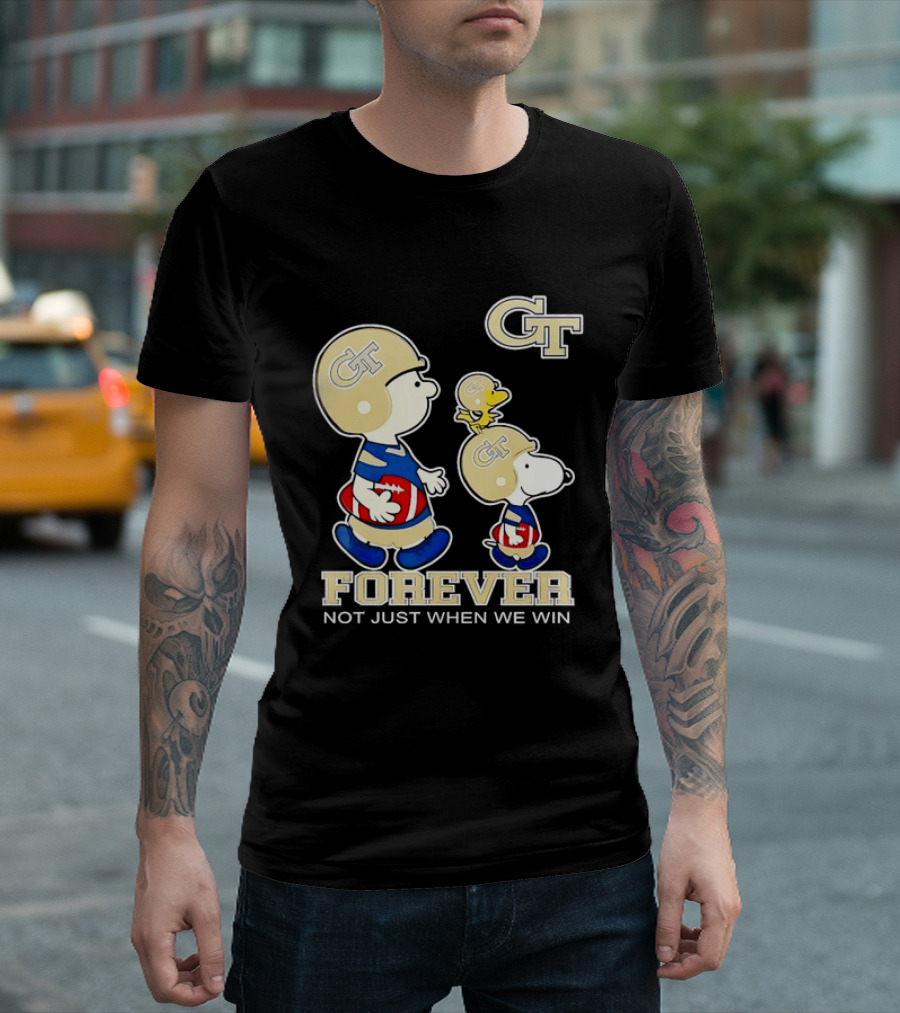 Snoopy Woodstock Charlie Brown Georgia Tech Yellow Jackets Forever Not Just When We Win T-Shirt