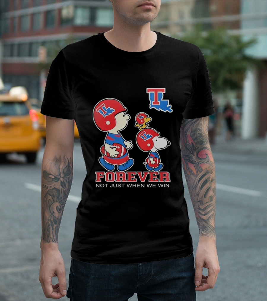 Charlie Brown Snoopy Woodstock Louisiana Tech Bulldogs Forever Not Just When We Win T-Shirt